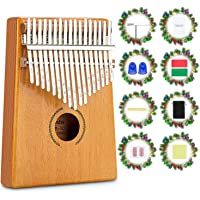 17 Teclas Kalimba- Mbira Madera Maciza Piano de Dedo- Set de Set de piano de dedo- Instrumento Musical Portátil- Pulgar…